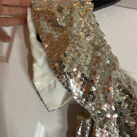 Alyce Designs couture evening sequined evening gown vintage 1980 silver - Picture 5 of 11